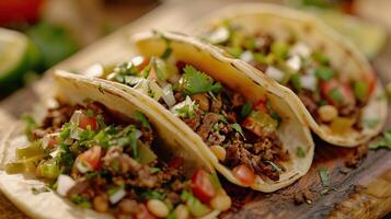 AI generated beef tacos  tex mex mexican food photo