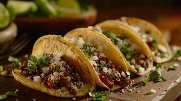 AI generated beef tacos  tex mex mexican food photo