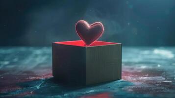 AI generated donation box with heart concept for charity or organ donation photo