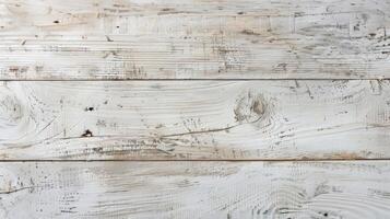 AI generated Vintage white wooden table top view background. photo