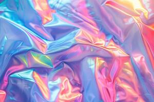 AI generated Holographic foil abstract background with pastel colors. photo