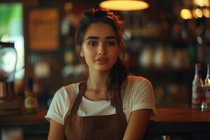 Young waitress woman taking an order. Young waitress woman taking an order. photo