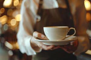 Waiter serving a coffee photo