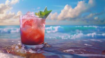 Cocktail on beach background. photo