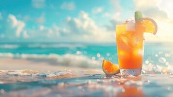 Refreshing summer drinks by the beach. photo