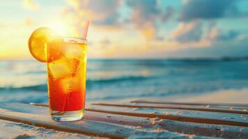 Refreshing summer drinks by the beach. photo