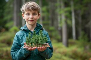 ai generado naturaleza entusiasta miniatura bosque foto