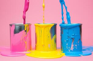 AI generated Colorful paint spill photo