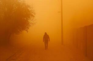 AI generated The man in the sandstorm photo