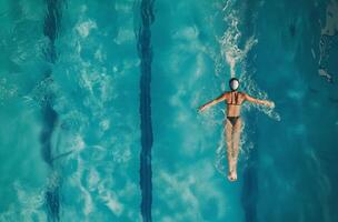 AI generated Overhead shot of a swimmer in mid-stroke photo