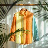 AI generated Multicolored shirt on display photo