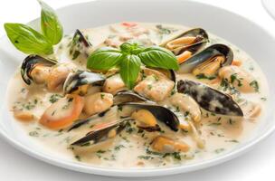 Mussels in cream sauce photo