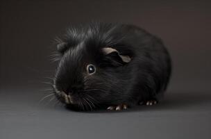 Black guinea pig in studio photo