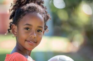 Smiling young soccer player photo