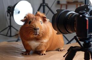 Guinea pig in photo studio