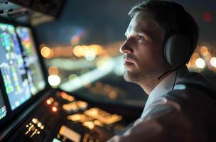 Air traffic controller in focus photo