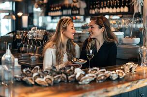 Two women at bar photo