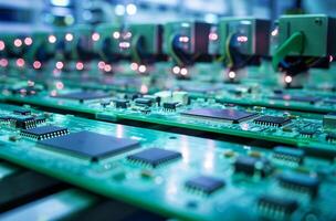 Circuit board in microchip factory photo