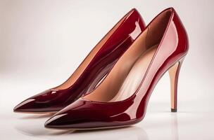 Cherry red patent leather shoes photo