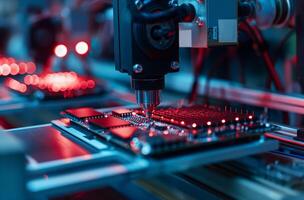 Industrial microchip assembly line photo