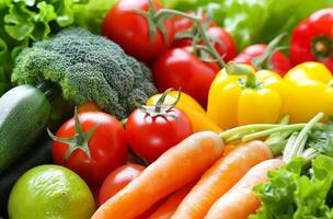 Fresh mixed vegetables close up photo