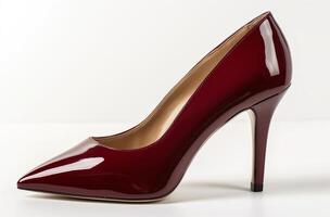 Burgundy high heel shoe photo