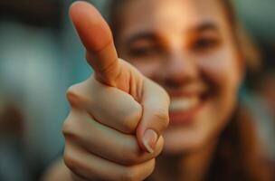 Close up pointing finger gesture photo