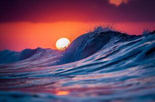 Sunset ocean wave crest photo