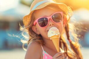 niña con helado foto