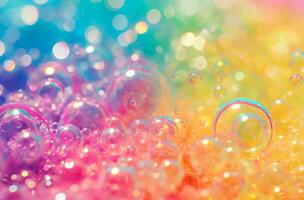 Iridescent soap bubbles abstract photo