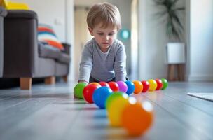 Toddler autism colorful play photo