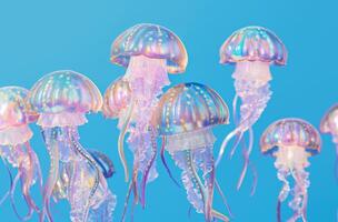 Iridescent jellyfish blue backdrop photo