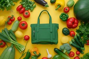 verde bolso y vegetales foto