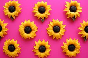 Silicone sunflowers vibrant pink photo