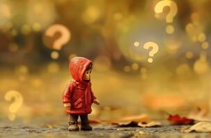 Child figurine and questions photo