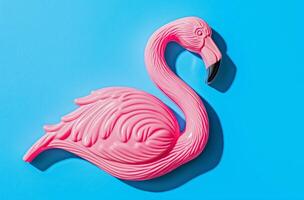 Pink flamingo on blue photo
