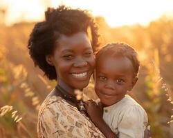 AI generated Happy mother and children with cheerful emotions in a festive mood on Mother's Day photo