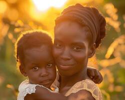 AI generated Happy mother and children with cheerful emotions in a festive mood on Mother's Day photo