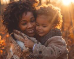 AI generated Happy mother and children with cheerful emotions in a festive mood on Mother's Day photo