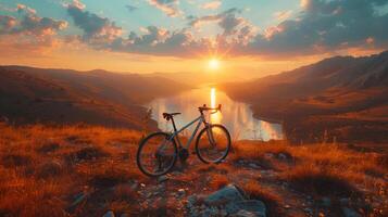 ai generado al aire libre actividad tema con personas en bicicletas en naturaleza foto