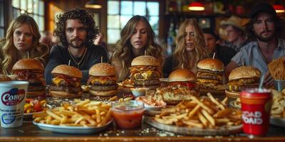 ai generado tema de insalubre comiendo con excesivo consumo de azúcar y carbohidratos foto