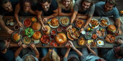 ai generado tema de insalubre comiendo con excesivo consumo de azúcar y carbohidratos foto