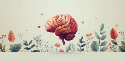 AI generated Illustration of human brain in creative concept for creative mind and intelligence photo