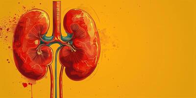 AI generated Illustration of human kidney organs in art style for medical themes photo