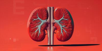 AI generated Illustration of human kidney organs in art style for medical themes photo