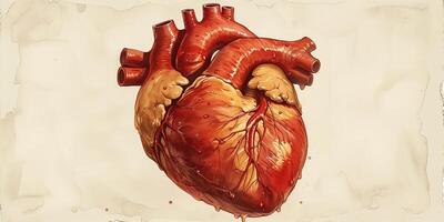 AI generated Illustration of a human heart in art style for medical themes photo