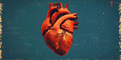 ai generado ilustración de un humano corazón en Arte estilo para médico temas foto