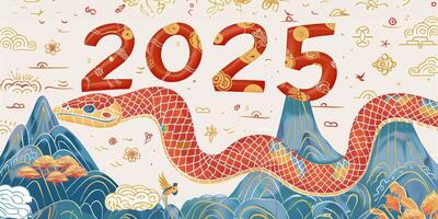 AI generated Illustration for cultural celebration of chinese new year 2025 snake zodiac symbol photo