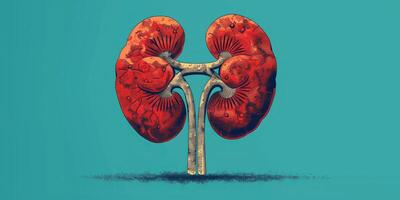 AI generated Illustration of human kidney organs in art style for medical themes photo