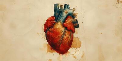 AI generated Illustration of a human heart in art style for medical themes photo